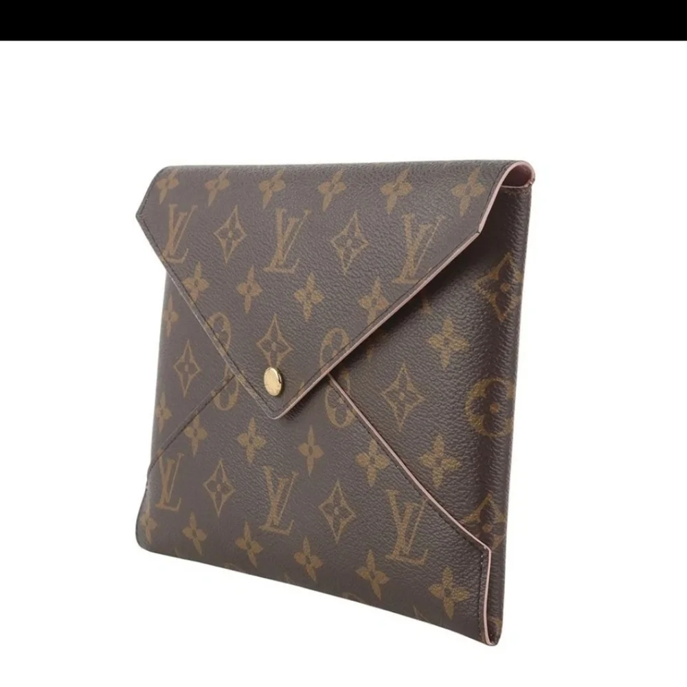 Double Certified Authentic Louis Vuitton Brown and Tan Monogram Envelope Clutch